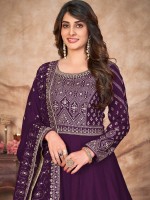 Deep Violet Art Silk Anarkali Salwar Kameez